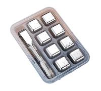 WWYL Glaçons Réutilisables en Acier Inoxydable, Glaçons en Acier Inoxydable Surgelés Rapidement, Coffret Cadeau Pierres pour Boissons Au Vin De Whisky (8 Gélules)