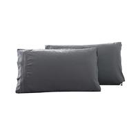 WWYL Taie Oreiller,Lot de 2 Taie d'oreiller Rectangulaire en Microfibre Fermeture à Enveloppe Soin de Votre Peau et Antichute de Cheveux (Gris Foncé,45 x 70 cm)