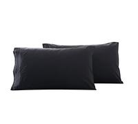 WWYL Taie Oreiller,Lot de 2 Taie d'oreiller Rectangulaire en Microfibre Fermeture à Enveloppe Soin de Votre Peau et Antichute de Cheveux (Noir,50 x 70 cm)