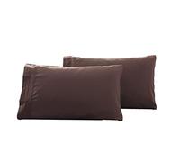 WWYL Taie Oreiller,Lot de 2 Taie d'oreiller Rectangulaire en Microfibre Fermeture à Enveloppe Soin de Votre Peau et Antichute de Cheveux (Café,45 x 70 cm)