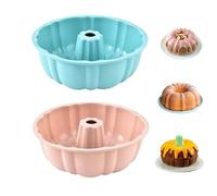 WWYSSZ 2 Pièces Moule Kouglof en Silicone Moule Cake a Manquer 25 cm | Antiadhésif, Réutilisable, Moule Cake pour Gâteaux,Pains, Biscuits, Tartes à La Citrouille ou Beignets (Bleu+Rose)