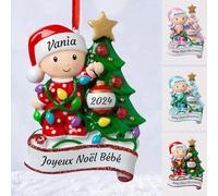 Wxexopowk Boule de Noël Personnalisée - Boule Mon 1er Noel Personnalisés avec Le Nom du Bébé, Personnalisé Decoration Sapin Noel Cadeau Noel Personnalisable, Idées de Cadeaux de Noël Fille,Garçon