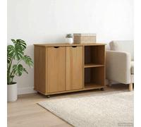 WXGTBKPR Armoire à roulettes en pin massif marron miel 100 x 39 x 65,5 cm - Armoire de bureau mobile avec 4 compartiments de rangement pour bureau et salon
