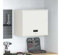 WXGTBKPR Armoire de garage - Montage mural - En métal - Blanc - 60 x 40 x 53 cm - Armoire d'atelier avec vérin à gaz et serrure, armoire suspendue verrouillable pour garage et cave
