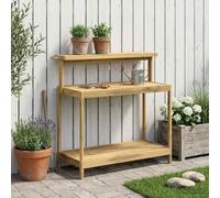 WXGTBKPR Banc de jardin en bois d'acacia Blanc 111,5 x 48,5 x 107 cm | Résistant aux intempéries, étagères pratiques, stable et robuste