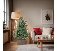 WXGTBKPR Jupe de sapin de Noël en polypropylène aspect rotin marron | Design rustique, système de connexion rapide, facile d'entretien, matériau robuste