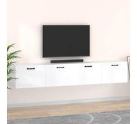 WXGTBKPR Lot de 2 armoires murales blanches 100 x 36,5 x 35 cm Armoire suspendue en bois pour salon, couloir
