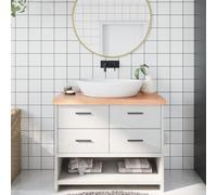WXGTBKPR Plateau de lavabo en chêne massif - 100 x 60 x 6 cm - Marron | Fabriqué à la main, avec bord naturel, polyvalent, robuste