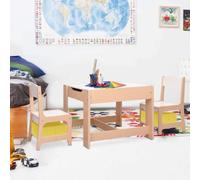 WXGTBKPR Table pour enfant avec 2 chaises en MDF et table de jeu | Plateau de table double face, tableau blanc et tableau noir, espace de rangement intégré