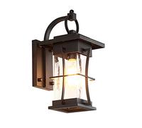 WXKAGF Applique Murale extérieure étanche Noire Industrielle, Appliques murales en Fer de Style loft Vintage avec Abat-Jour en Verre, Appliques murales de Couloir de Lampe extérieure rétro avec