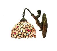 WXKAGF Applique Murale rétro en Forme de Coquille de 20,3 cm pour Chambre à Coucher avec Pied de Lampe E27, Applique Murale Vintage pour Salon, Abat-Jour teinté à la Main, Salle de Bain, Couloir,