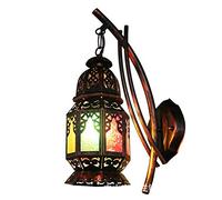 WXKAGF Applique Murale rétro LED de Style marocain Moderne en Fer forgé, vitrail décoratif, allée d'hôtel, Salon, Chambre à Coucher, Maison, étagère en Bronze + vitrail E27