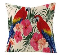 wxlmom Housse de Coussin 50x50 Oiseau Rouge Lin Canapé Taie d'oreiller