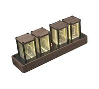 Wxqbjtam Horloge à Tubes Nixie avec Simulation LED Numérique, Design Rétro Multicolore, Affichage PP Alimenté Par USB, Minuterie 12/24 Heures et Réveil, Convie, Bricolage en bois à quatre tubes