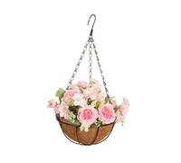 Wxqbjtam Panier de Fleurs Suspendu avec Chaîne Artificielle pour Une Utilisation Intérieure et Extérieure, ROSE