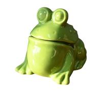 Wxqbjtam Statuette de Grenouille Décorative, Figurine de Grenouille en Céramique de Dessin Animé avec Couvercle pour