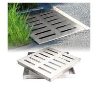 WXQTM Canal Drainage Extérieur Siphon Sol en Acier Inoxydable 304 | Canal Drainage pour Cour Argent pour Cours Et Terrasses Pavées(30x20x3cm)