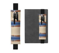 WXWJSHMGC Lot de 2 porte-stylos en cuir PU avec bande élastique réglable Motif plante du désert pour journaux à couverture rigide, carnet de notes pour cadeau de rentrée scolaire, Noir , Taille unique