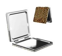WXWJSHMGC Miroir de maquillage compact imprimé léopard - Miroir de poche portable avec grossissement x1/2x, miroir de maquillage pliable pour sac à main