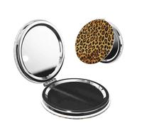 WXWJSHMGC Miroir de maquillage compact imprimé léopard - Miroir de poche portable avec grossissement x1/2x, miroir de maquillage pliable pour sac à main