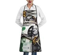 WXXWXD Tablier de cuisine imprimé billet de banque, léger et respirant, adapté pour le barbecue, la pâtisserie, le nettoyage et les travaux ménagers