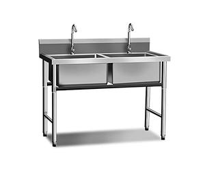 WXZX Evier Exterieur, Evier INOX 2 Bac Professionnel avec Mitigeur Cuisine,Évier Multifonctionnel Commercial, Grande Capacité Evier De Jardin Au Cantine Cuisine Restaurant (Size : 100x60x80cm)