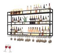WXZXWXZX Porte Range Bouteille Mural Casier à Bouteilles Rangement Bouteille Etagere Cuisine Murale Meuble Bar Salon avec Porte Verres Suspendu pour Comptoir de Bar Salon Cuisine(Nero,150cm(59.05in))