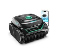 WYBOT C2 - Robot Piscine sans Fil, 3 Moteurs, Double Filtration, Nettoyage Fond, Parois Et Ligne d'eau, Autonomie 180 Min, pour Piscines Enterrées Max 150㎡, App Incluse(Vert Charbon-Vert)