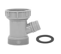 Wye Adaptateur de tuyau de vidange d'évier de cuisine, connecteur de filtre en Y de 3,8 cm, raccord fileté mâle femelle avec entrée lave-vaisselle, gris
