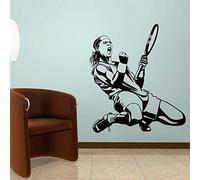 WYF utocollant Mural De Joueur De Tennis Nadal Sport Autocollant Mural Tennis Silhouette Art Design Vinyle Fan Affiche Garçon Ado Chambre Décoration 64X57 Cm