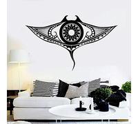 WYF utocollant Mural en Vinyle Fleur Chauve-Souris Ta Marine Animal Marin Autocollant Mural Chambre d'enfants Maternelle Décoration Tribale Amovible Autocollant Étanche 70X42 Cm