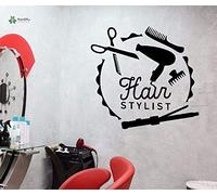 WYF utocollant Mural Vinyle Autocollant Mural Ciseaux Peigne Miroir Coiffure Coiffeur Salon Outils Intérieur Chambre Art Autocollants 76X72Cm