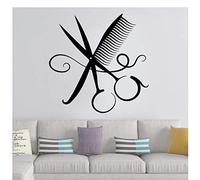 WYF oloré Salon De Coiffure Mur Art Autocollants Modernes Stickers Muraux Salon De Coiffure Vinyle Mural Décoration Murale PVC Autocollants 57X57Cm