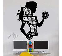 WYF ym Sticker Fille Femme Fitness Sport Vinyle Autocollant Art Décor Mural 42X50Cm