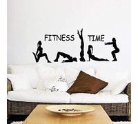 WYFCL Stickers Muraux, Fitness Time Stickers Muraux Sport Filles Gymnastes Yoga Art Stickers Muraux Gym Meubles De Maison Vinyle Mur Art Peintures Filles Sport 57 * 23Cm