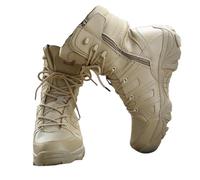 Wygwlg Bottes De Travail Légères D'extérieur Pour Hommes, Bottes De Travail Tactiques Militaires Montantes Légères À Fermeture Éclair Latérale Respirantes Et Antidérapantes, Lacet(Sand,42 EU)