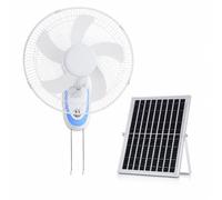 WYHBXD Ventilateur Mural Solaire 16 Pouces - Fixation Murale avec Panneau 12W & Adaptateur CC, 3 Vitesses, Cordon de Tirage, Silencieux pour Terrasse
