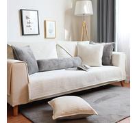 WYJHNLBEDC Housse de canapé en peluche chaude et super douce pour canapé en forme de L / U / canapé d'angle 3/2/1 place - Protection contre les rayures - Blanc
