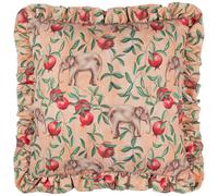 Wylder Tropics Coussin rempli de Plumes à Volants imprimé éléphant Okara - Pêche/Lin - 50x50cm