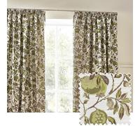 Wylder Tropics Lot de 2 Rideaux plissés Jacquard Motif Grenade Fleuri Vert 117 x 137 cm