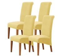 WYLEBER Housse de Chaise de Salle à Manger Lot de 2/4/6,Extensibles Housses de Chaises de Salle à Manger à Dossier Haut,Amovibles et Lavables en Machine(Lemon Yellow,4Pcs)