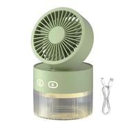 WYLFYJP Ventilateur Brumisateur Portable Avec 3 Vitesses Et Veilleuse, Ventilateurs De Camping Portables Réservoir D'eau 350 Ml Personnel Rechargeable Ultra-silencieux(Green)