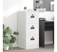 Wynira Armoire de classement blanche en acier laminé à froid 44 x 50 x 106,5 cm avec 3 tiroirs et serrures à came, espace de rangement, meuble pour bureau, bureau