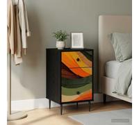 Wynira Bonn Table de chevet aspect chêne noir, 36 x 33 x 61 cm, avec 3 tiroirs, espace de rangement, table d'appoint, chambre à coucher, chambre d'enfant, rangement et compartiment de rangement pour