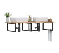 Wynira Étagère de lavabo murale en acier et bois d'acacia massif, 140 x 60 cm, peu encombrant et robuste, pour salle de bain, rangement avec compartiment de rangement et organisateur pour toilettes et