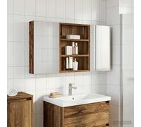 Wynira Lot de 3 armoires de salle de bain en bois - 100 x 10,5 x 50 cm - Montage mural avec éclairage LED - Miroir bidirectionnel - Meuble de salle de bain pour invités WC et buanderie
