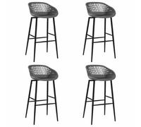 Wynira Lot de 4 tabourets de bar gris avec dossier en maille, structure en métal robuste, 48 x 47,5 x 95,5 cm, hauteur d'assise 74,5 cm, pour cuisine, salle à manger, comptoir, tabouret de bistrot
