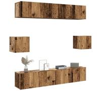Wynira Lot de 6 meubles TV muraux aspect bois vieilli, peu encombrant, avec beaucoup d'espace de rangement, meuble bas moderne, buffet et étagère pour salon, chambre à coucher et home cinéma