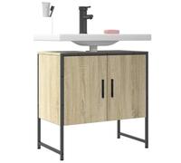 Wynira Meuble sous lavabo en chêne Sonoma de 60 x 33 x 60 cm, meuble de salle de bain avec espace de rangement, porte et compartiment, peu encombrant, pour salle de bain, montage mural, organisateur