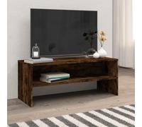 Wynira Meuble TV en bois de chêne fumé 100 x 40 x 40 cm avec espace de rangement, compartiment ouvert et étagère, meuble bas moderne pour salon, home cinéma, jeux, hifi et bar de son